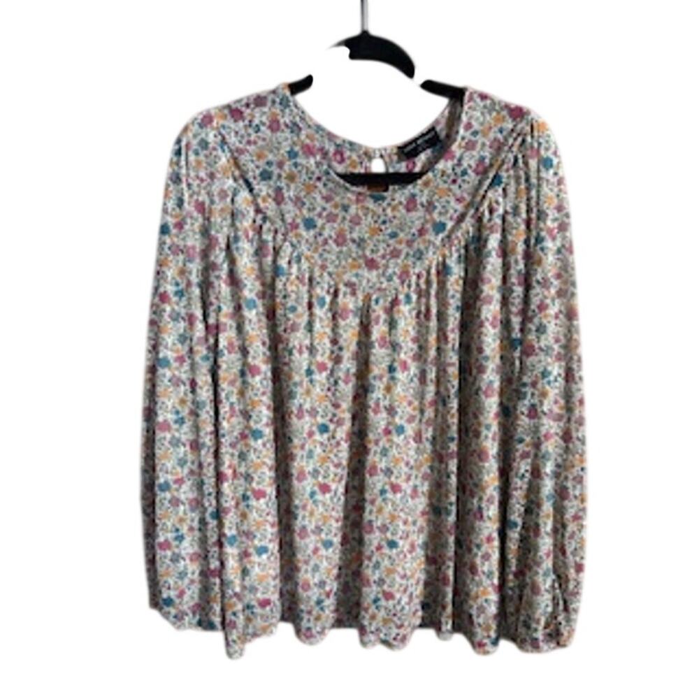 Lane Bryant Women's sz 18/20 Floral sheer lined Billow sleeve blouse